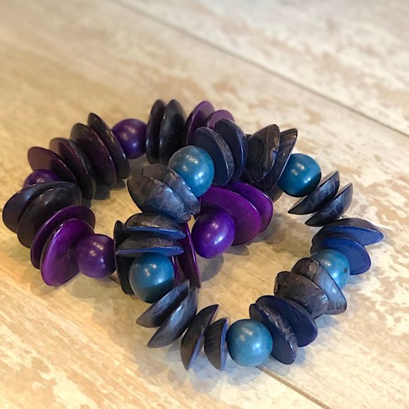 Bracelet Chunky Tagua Nuts PURPLE - Picture 2 of 9